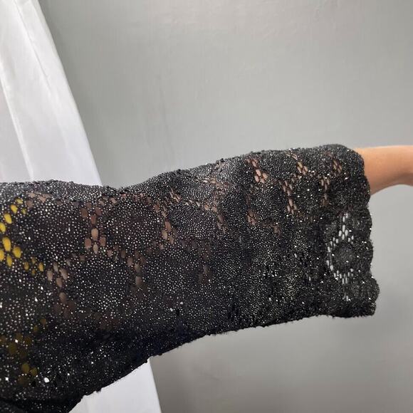 Ronni Nicole Size 12 Black Silver Metallic Sparkle Lace Dress Whimsigoth Dark - Picture 8 of 8